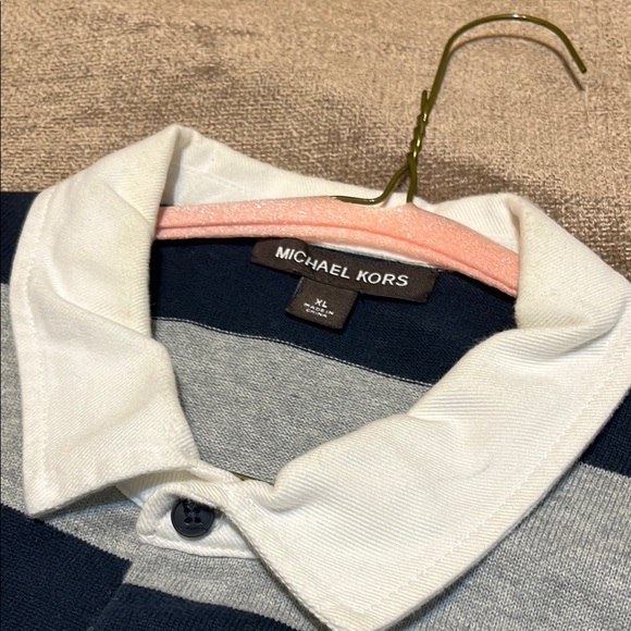 Michael Kors Men's Long Sleeve Striped Polo Shirt-  X-Large - Picture 2 of 8